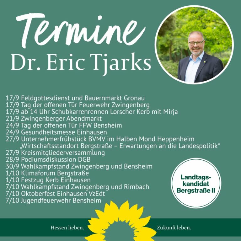 Aktuelle Termine Dr. Eric Tjarks