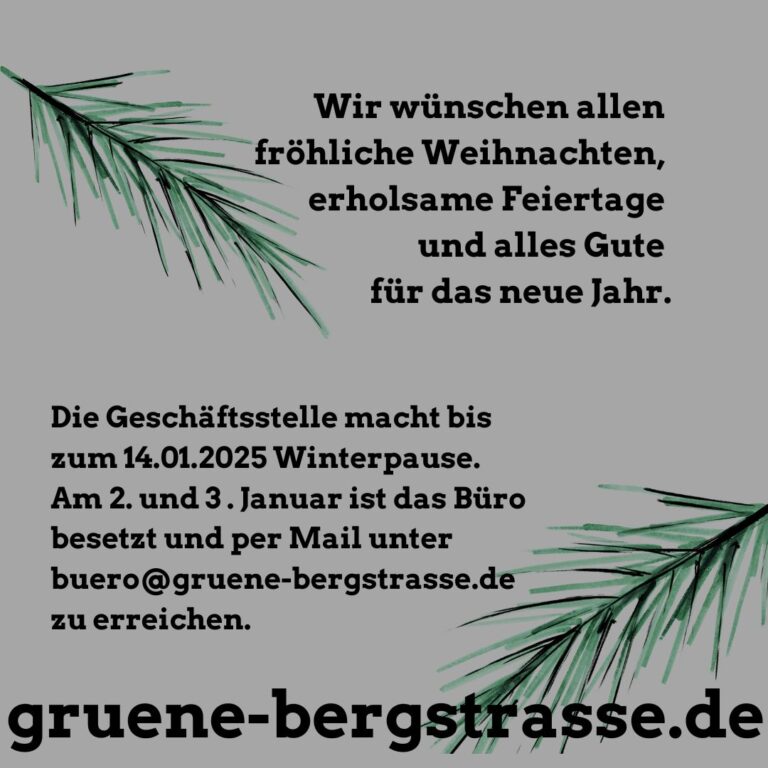 Grüne Geschäftsstelle in Weihnachtspause