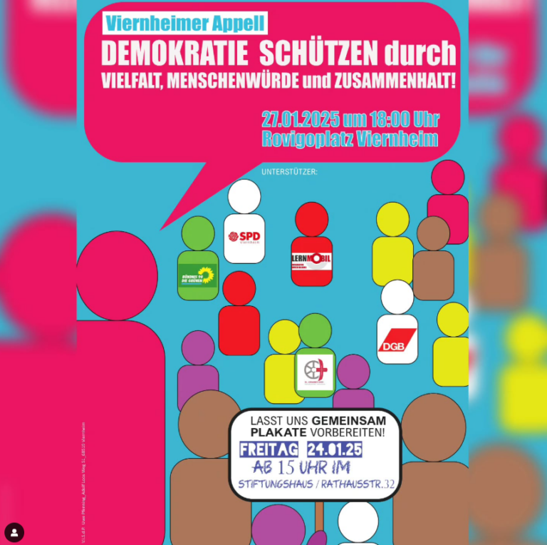 Viernheimer Appell: Demokratie schützen am 27.1.25 um 18 Uhr