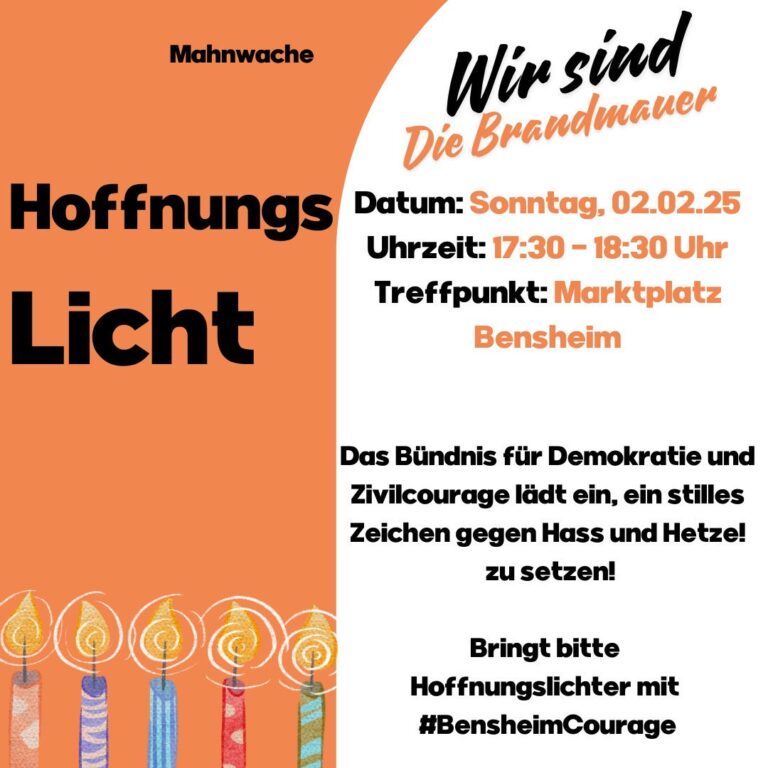 Kundgebung: Wir sind die Brandmauer – 2.2./ 17:30 Uhr Bensheim Marktplatz