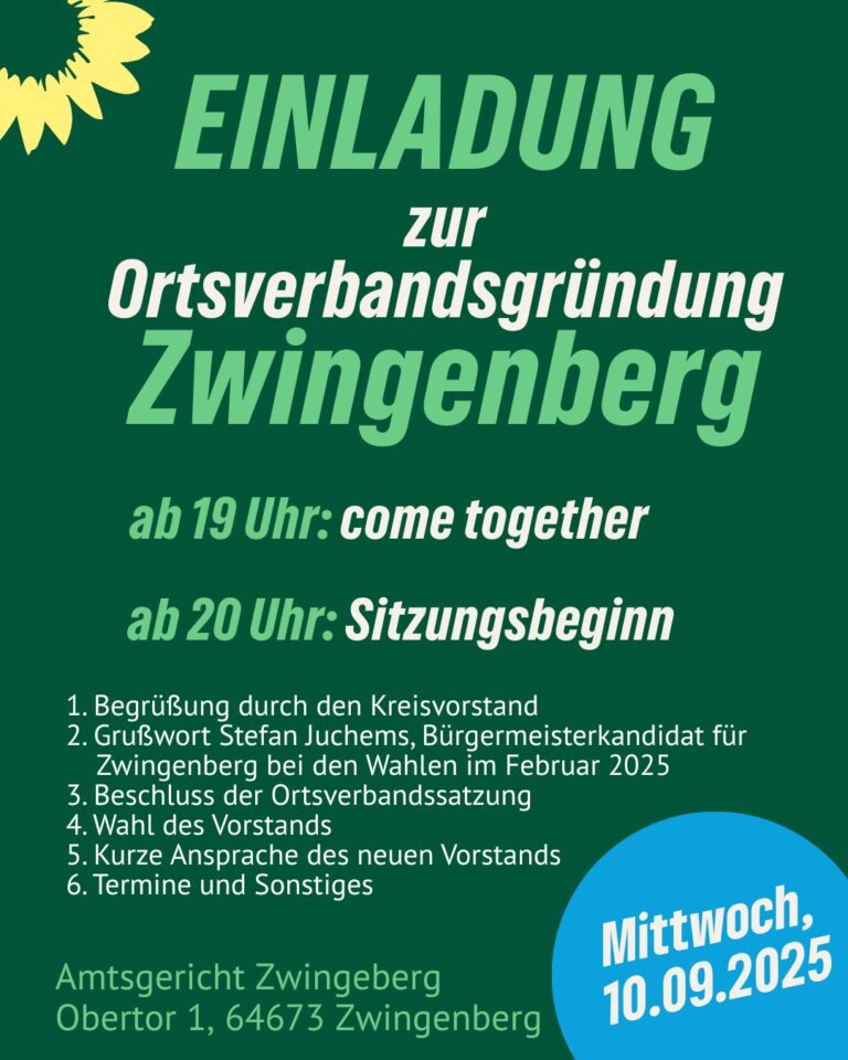 Zwingenberg: Ortsverbandsgründung am 10.9.25