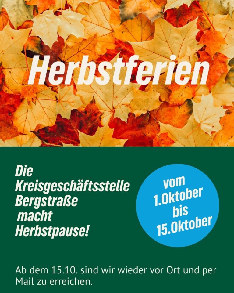 Geschäftsstelle mach Herbstferien